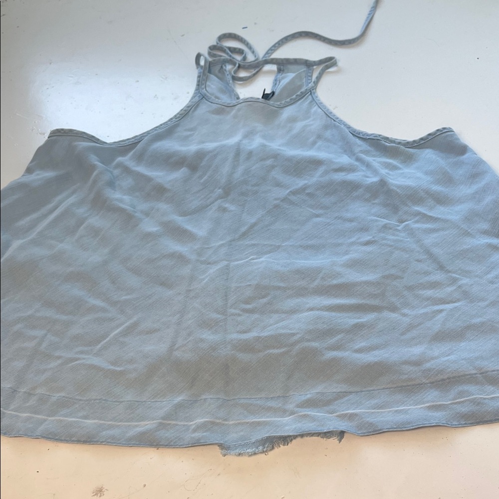 Velvet Heart Large Sleeveless Chambray Lightweight Blue Denim Tank Top